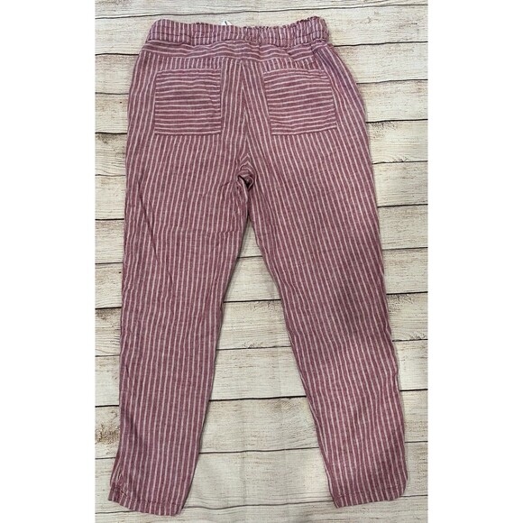 Vince Camuto Red Striped Drawstring Waist Linen Cotton Blend Pants size Small - Picture 3 of 6